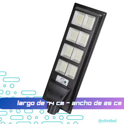 Lampara con panel solar grande 400 W - Potente y duradera.