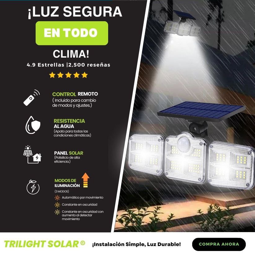 Triple Led Solar Lampara Solar Triple POTENTE Y DURADERA