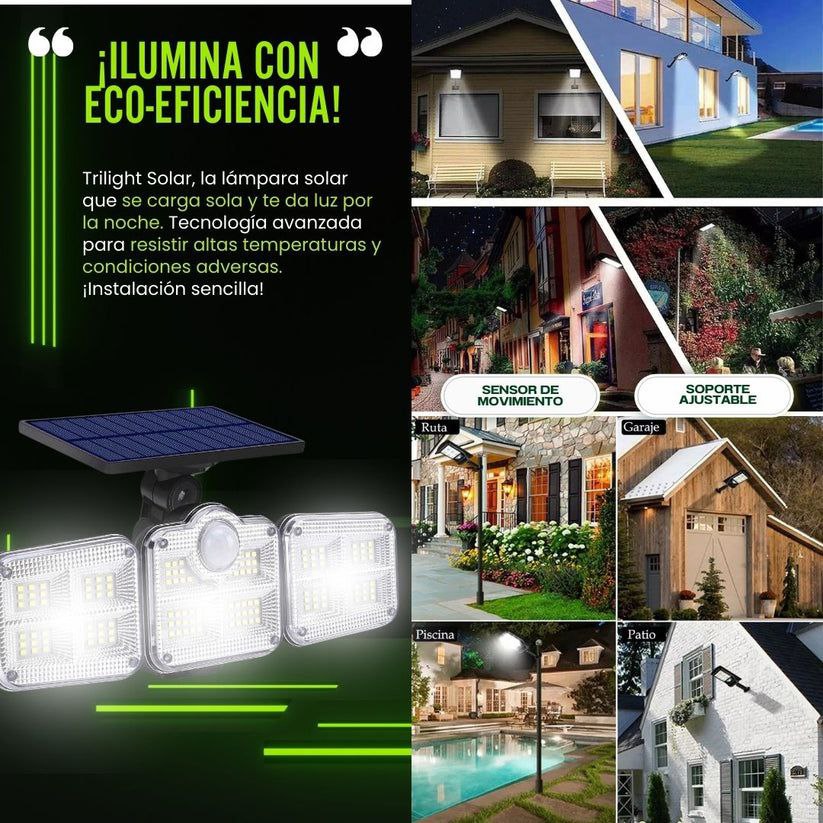 Triple Led Solar Lampara Solar Triple POTENTE Y DURADERA